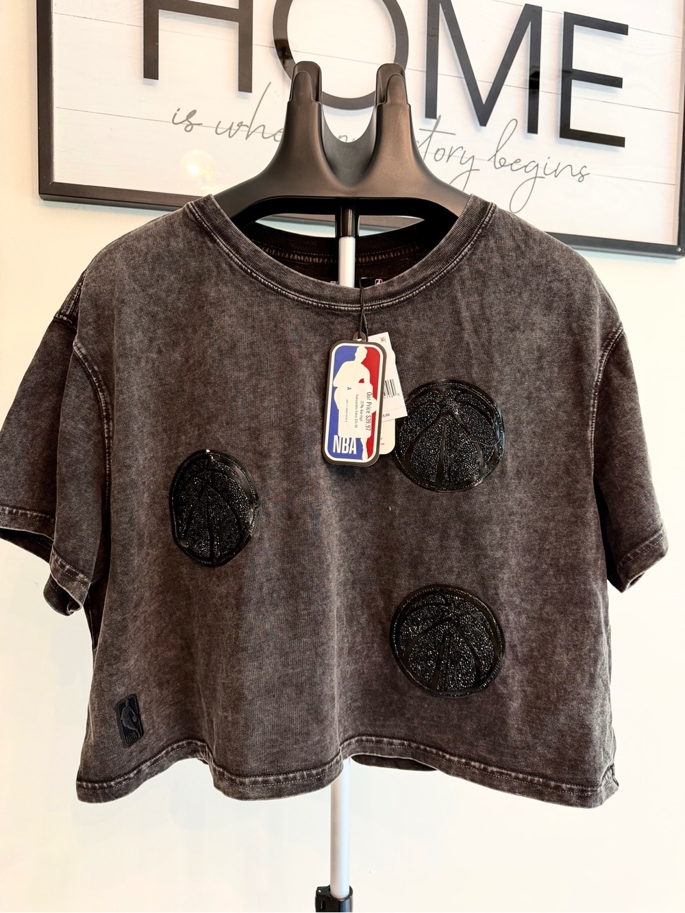 NWT Pro Standard Women's Golden State Warriors. Washed Black, Boxy